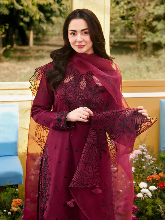 ASIM JOFA-3PC LAWN SEQUIN EMBROIDERED SHIRT WITH KHADDI NET EMB DUPATTA AND EMB TROUSE-UR-4560