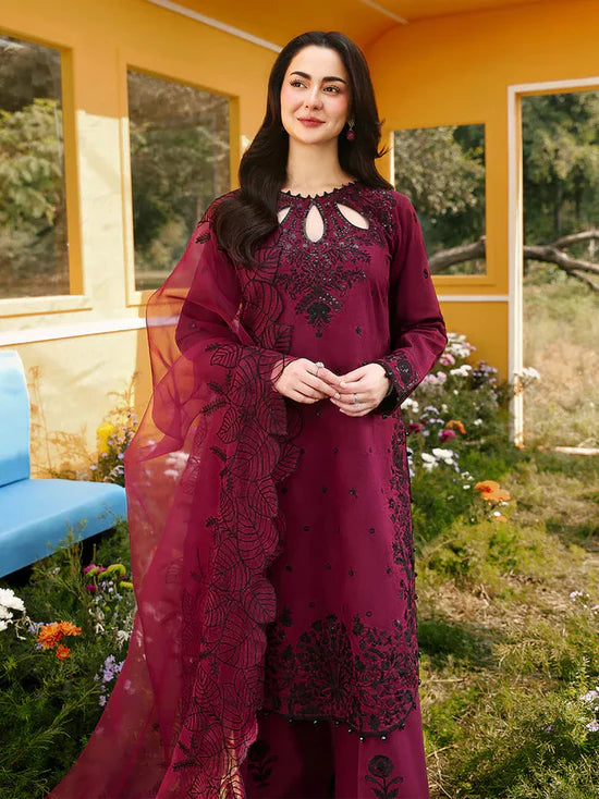 ASIM JOFA-3PC LAWN SEQUIN EMBROIDERED SHIRT WITH KHADDI NET EMB DUPATTA AND EMB TROUSE-UR-4560