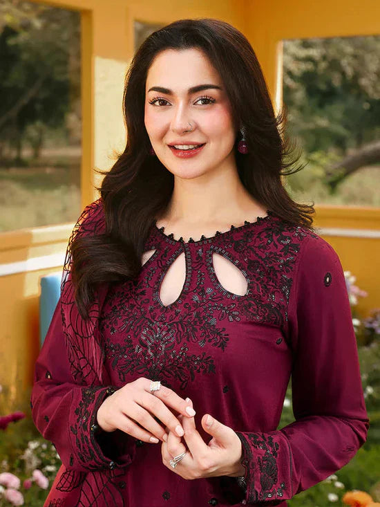 ASIM JOFA-3PC LAWN SEQUIN EMBROIDERED SHIRT WITH KHADDI NET EMB DUPATTA AND EMB TROUSE-UR-4560