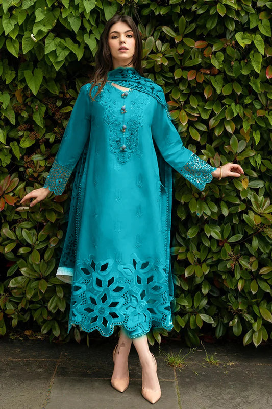 MUSHQ-3PC DHANAK EMBROIDERED SHIRT WITH WOOL PRINTED SHAWL & TROUSER-TBF-1931