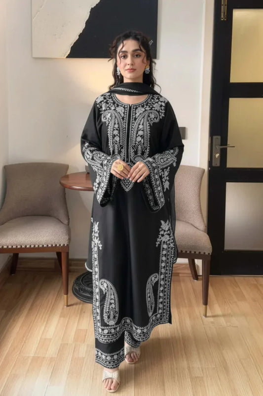 MIRANA-3PIECE LAWN EMBROIDERED SHIRT WITH BAMBER CHIFFON DUPATTA AND EMB TROUSER-UR-