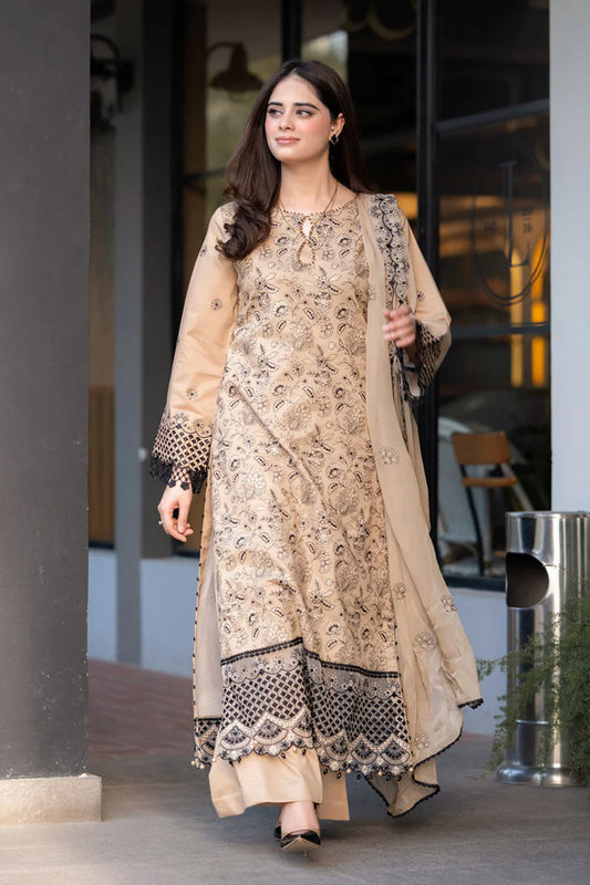 SAPPHIRE-3PC DHANAK EMBROIDERED SHIRT WITH CHIFFON EMBROIDERED DUPATTA AND TROUSER-UR-4050
