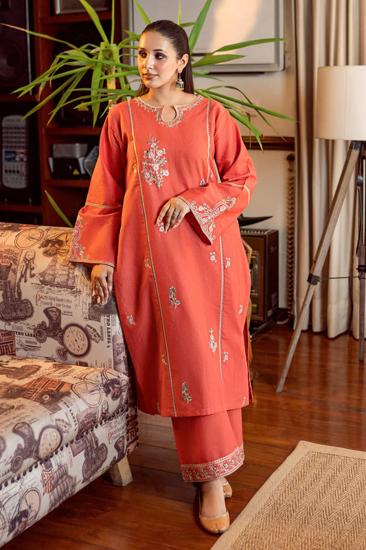 URGE-2PC DHANAK EMBROIDERED SHIRT AND EMBROIDRED SLEEVES-UR-2624