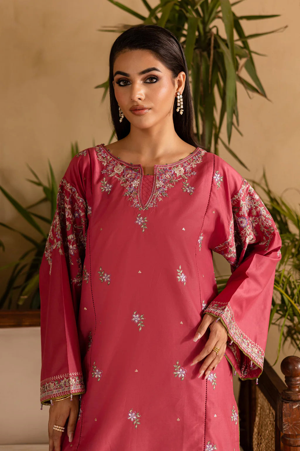 BATIK-2PC DHANAK EMBROIDERED SHIRT & EMBROIDERED TROUSER-UR-3821