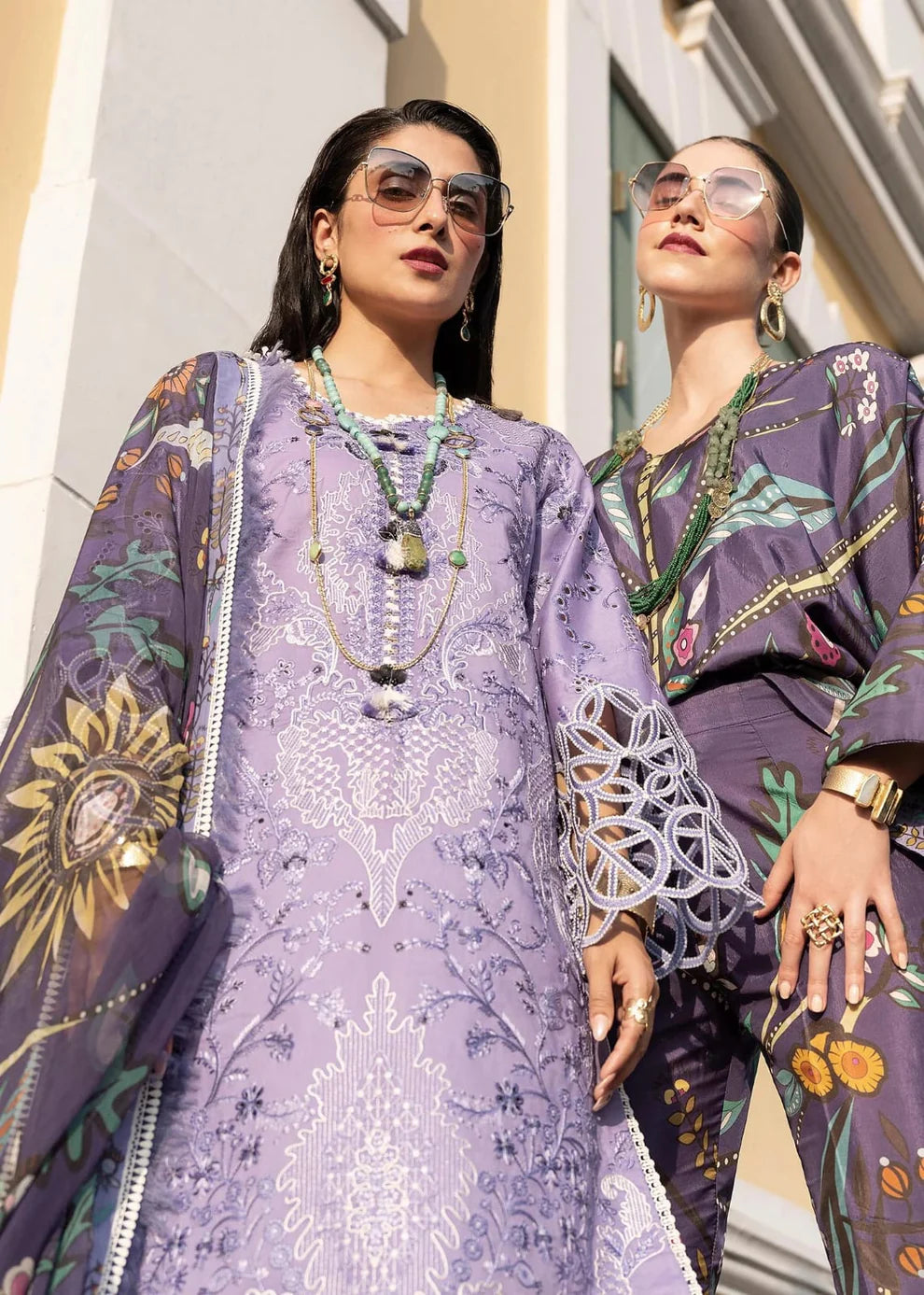 MUSHQ-3PC LAWN EMBROIDERED SHIRT WITH MONARK PRINTED DUPATTA & TROUSER-UR-2580