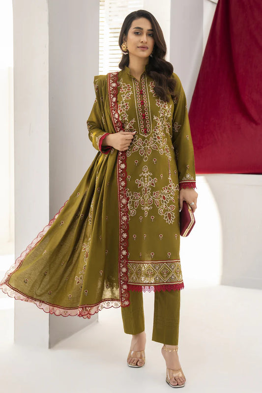 3PC LAWN EMBROIDERED SHIRT WITH LAWN EMBROIDERED READY TO WEAR DUPATTA-UR-2617