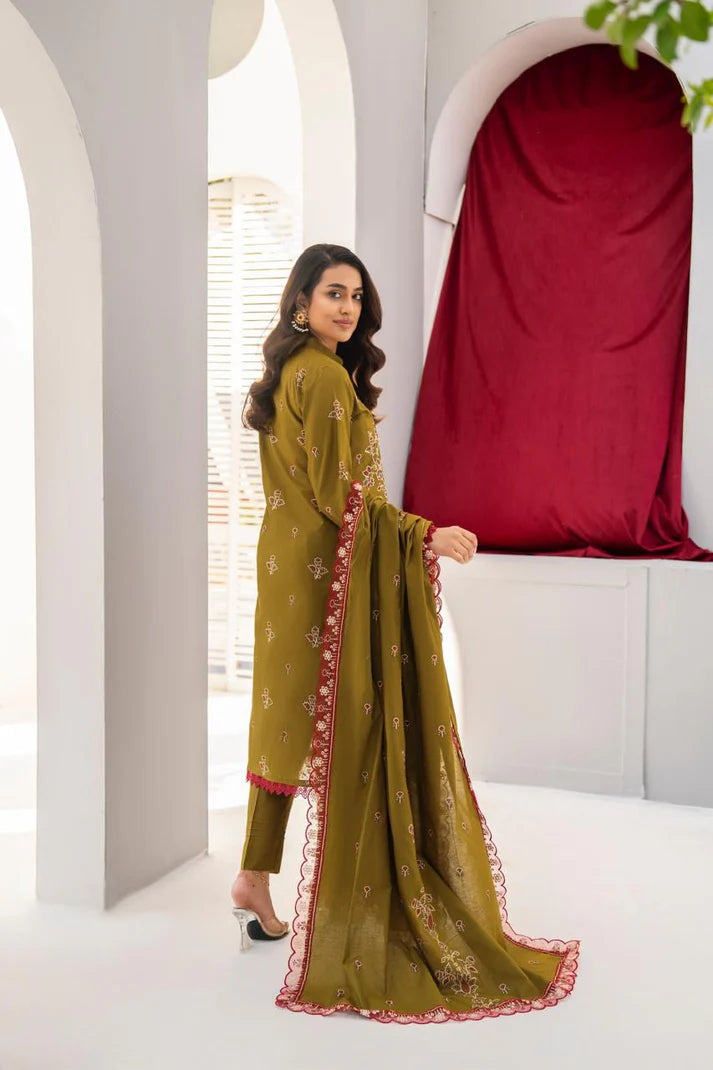 3PC LAWN EMBROIDERED SHIRT WITH LAWN EMBROIDERED READY TO WEAR DUPATTA-UR-2617