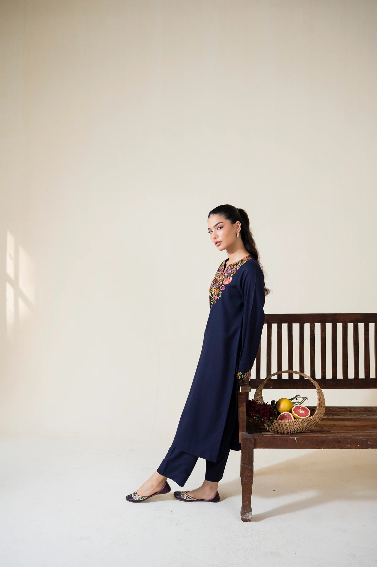 AISLING-3PC DHANAK EMBROIDERED SHIRT WITH DHANAK EMBROIDERED SHAWL AND TROUSER-UR-4617