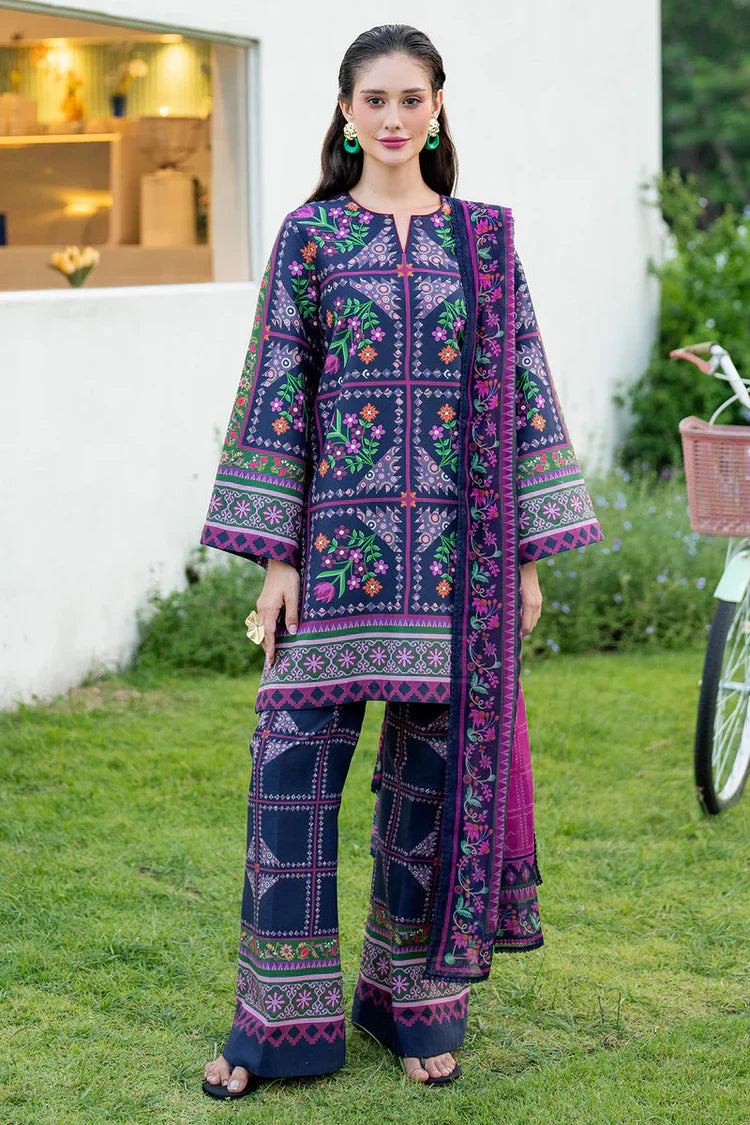 JAZMIN-3PC KHADDAR PRINTED SHIRT WITH KHADDAR PRINTED DUPATTA AND PRINTED TROUSER-UR-1762