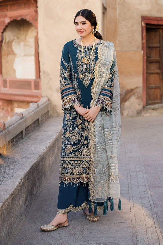 BATIK-3PC DHANAK HEAVY EMBROIDERED SHIRT WITH COTTON NET EMBROIDERED DUPATTA AND EMB TROUSER-UR-4025