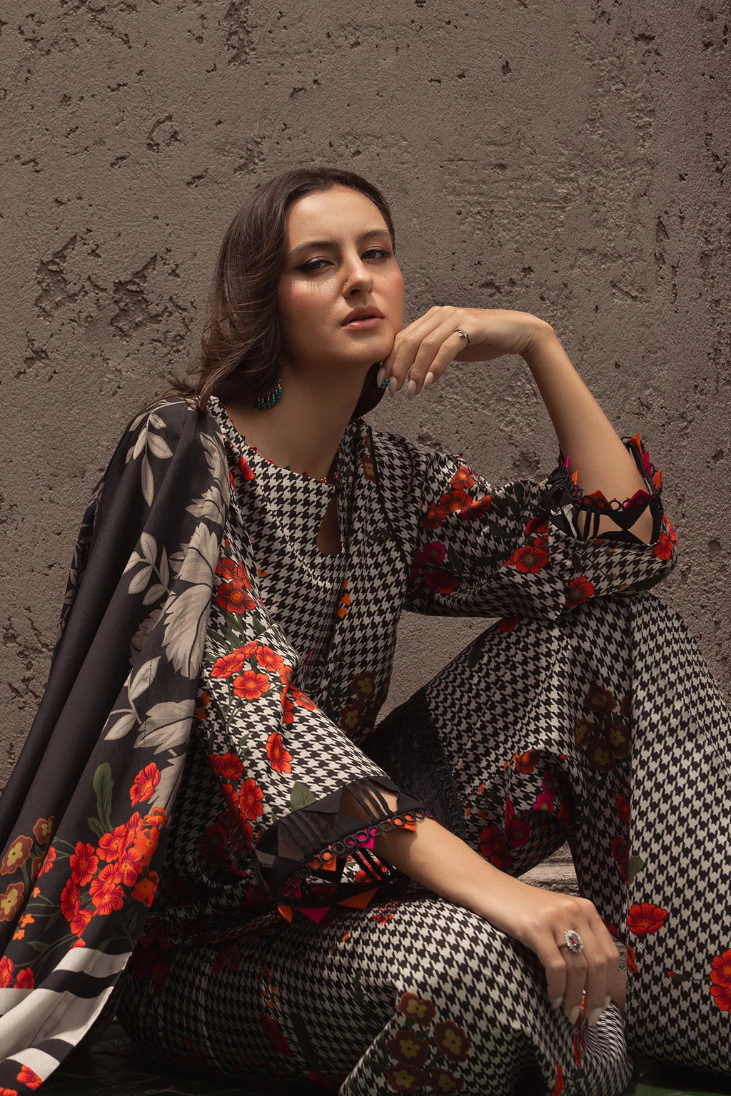 CHARIZMA-3PC KHADDAR PRINTED SHIRT WITH KHADDAR PRINTED DUPATTA AND PRINT TROUSER-UR-1742