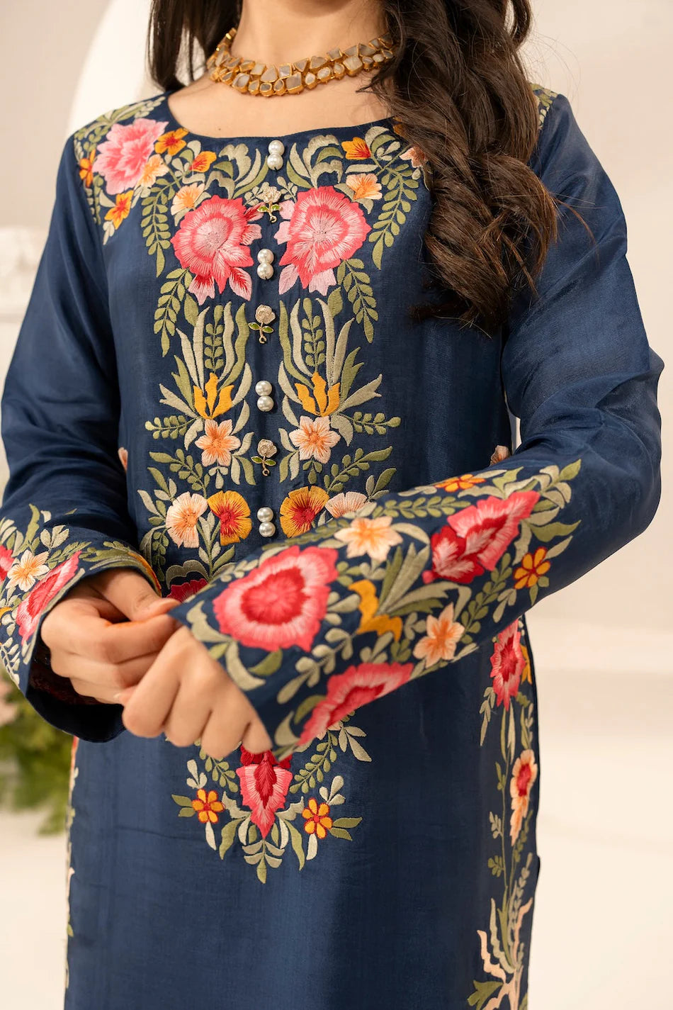 MIRANA-3PC LAWN EMBROIDERED SHIRT WITH CHIFFON TYE & DYE DUPATTA & TROUSER-UR-3546