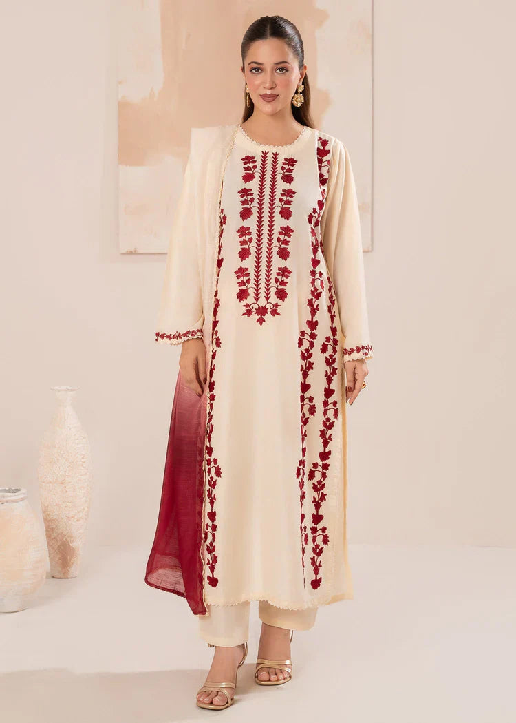IZEL-3PC LAWN EMBROIDERED SHIRT WITH CHIFFON TYE&DYE DUPATTA AND TROUSER-UR-3587