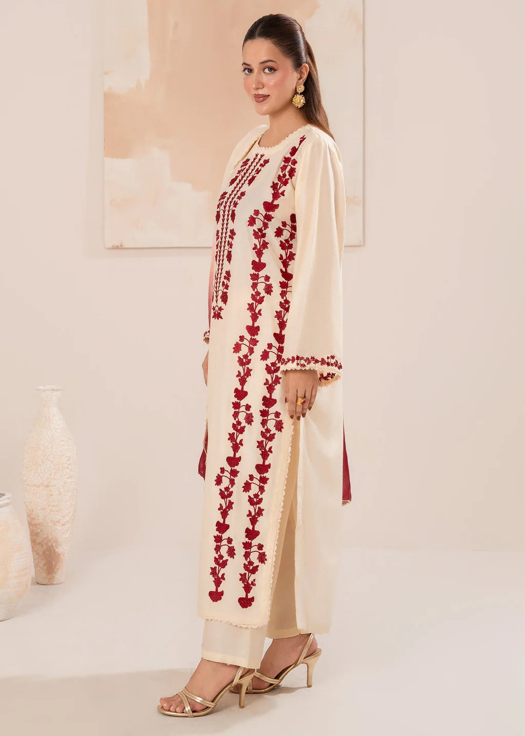 IZEL-3PC LAWN EMBROIDERED SHIRT WITH CHIFFON TYE&DYE DUPATTA AND TROUSER-UR-3587