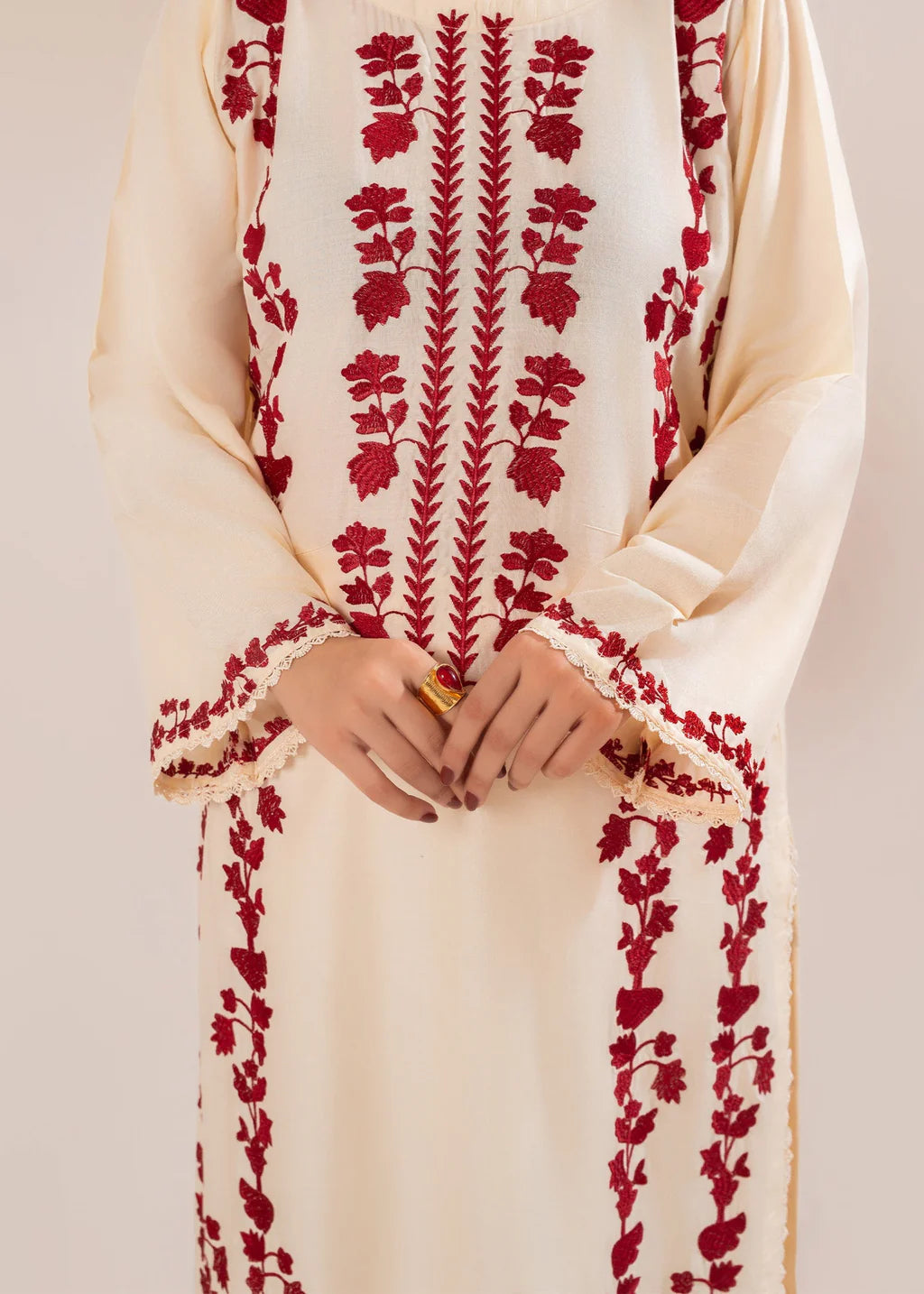 IZEL-3PC LAWN EMBROIDERED SHIRT WITH CHIFFON TYE&DYE DUPATTA AND TROUSER-UR-3587