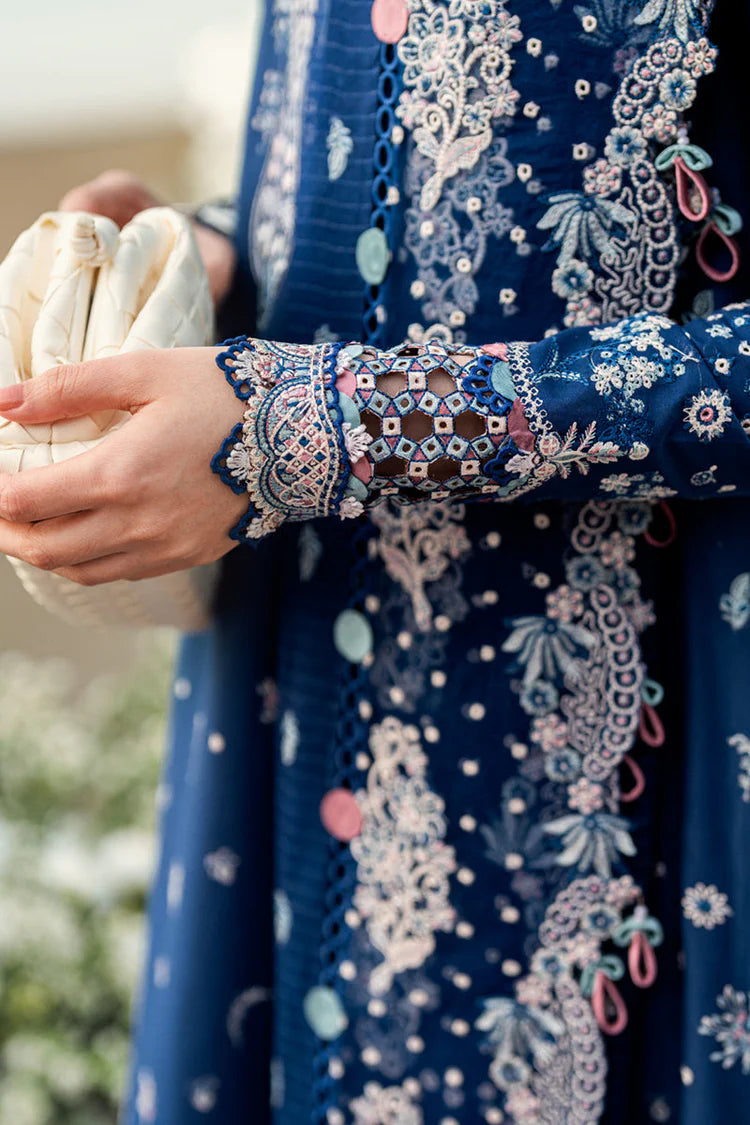 QALAMKAR-3PC LAWN EMBROIDERED SHIRT WITH KHADDI NET EMBROIDERED DUPATTA AND TROUSER-UR-3568