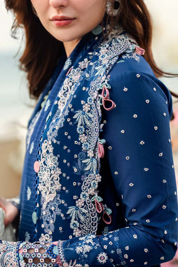 QALAMKAR-3PC LAWN EMBROIDERED SHIRT WITH KHADDI NET EMBROIDERED DUPATTA AND TROUSER-UR-3568