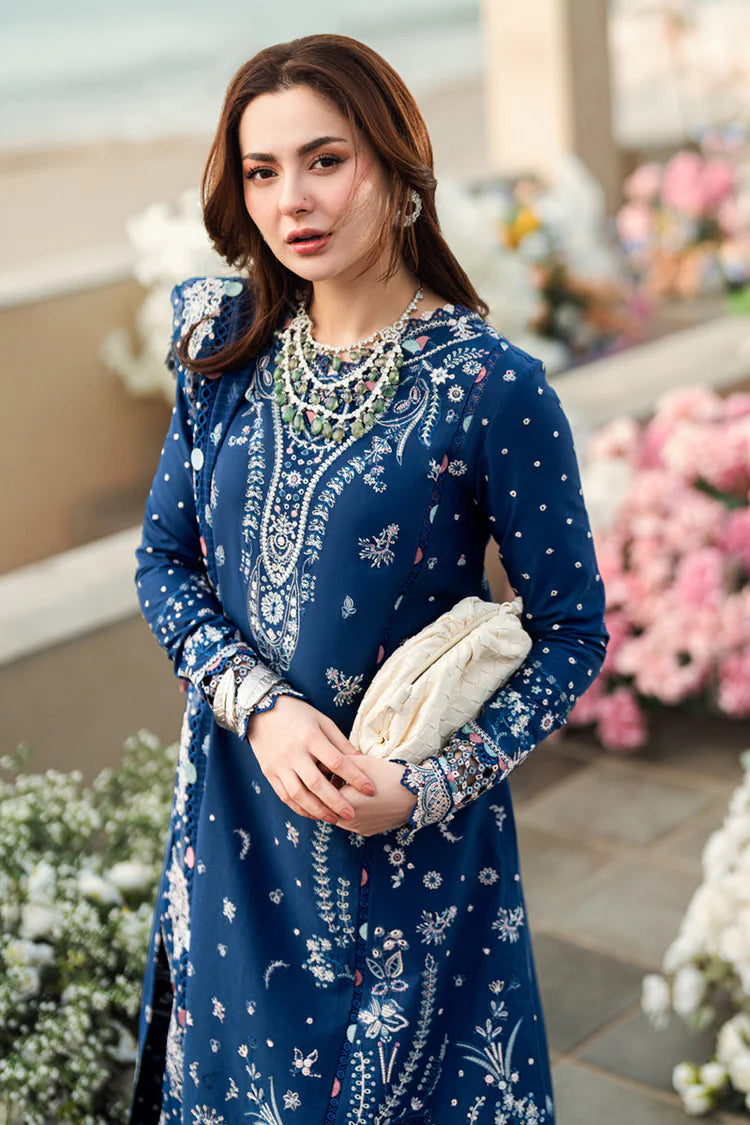 QALAMKAR-3PC LAWN EMBROIDERED SHIRT WITH KHADDI NET EMBROIDERED DUPATTA AND TROUSER-UR-3568