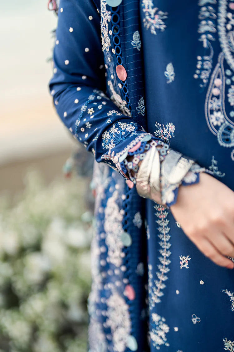 QALAMKAR-3PC LAWN EMBROIDERED SHIRT WITH KHADDI NET EMBROIDERED DUPATTA AND TROUSER-UR-3568