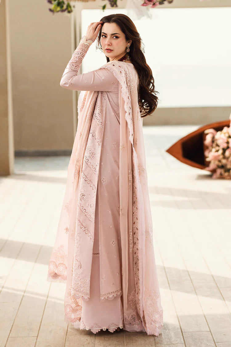 QALAMQAR-3PC LAWN CHIKAANKARI EMBROIDERED SHIRT WITH KHAADI NET EMBROIDERED DUPATTA AND TROUSER-UR-3615