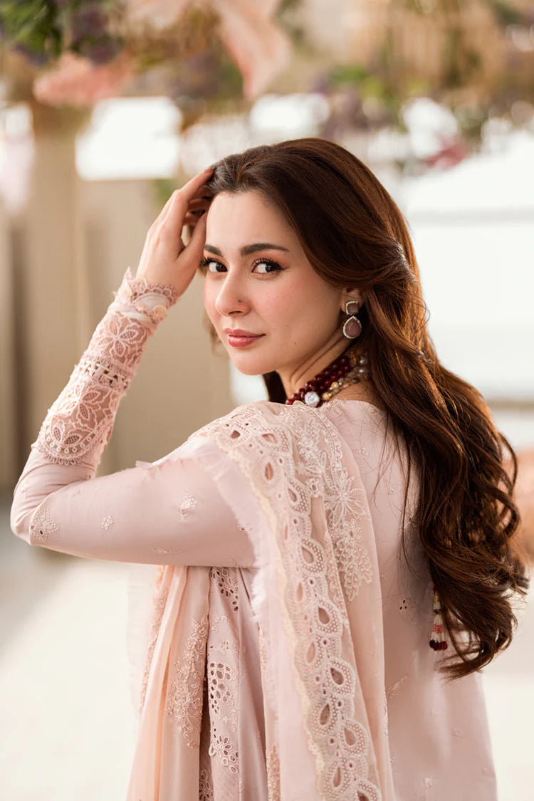 QALAMQAR-3PC LAWN CHIKAANKARI EMBROIDERED SHIRT WITH KHAADI NET EMBROIDERED DUPATTA AND TROUSER-UR-3615