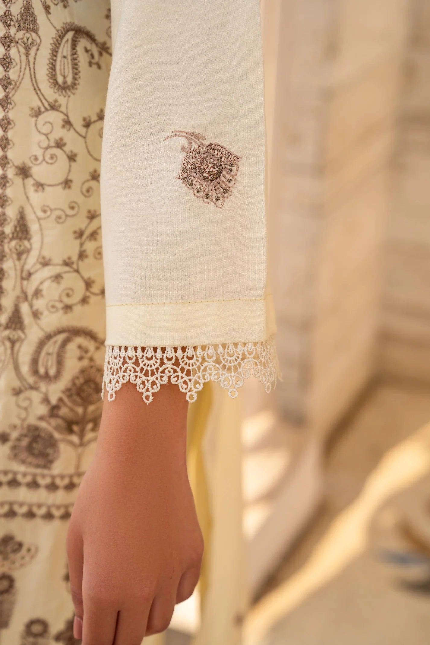 TANA BANA-3PC DHANAK EMBROIDERED SHIRT WITH DHANAK HEAVY CUTWORK EMBROIDERED SHAWL-1005
