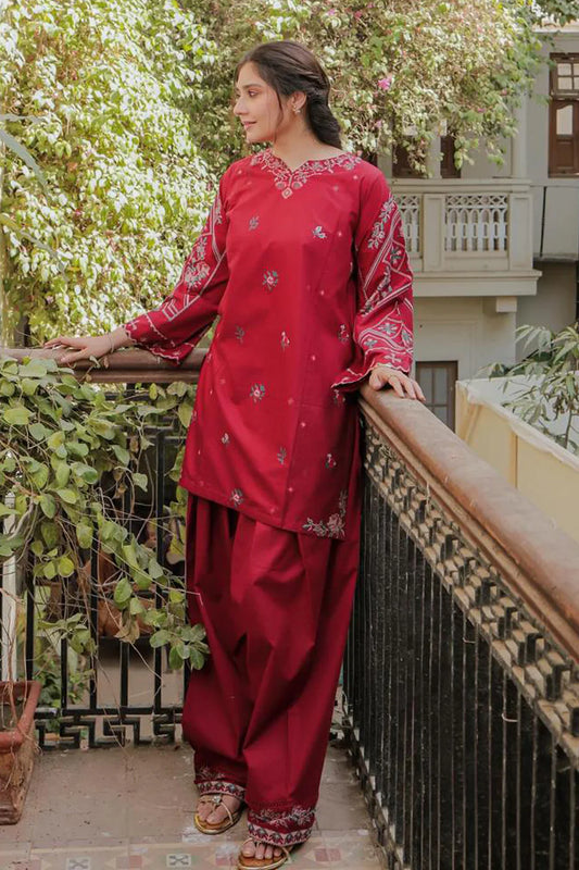 URGE-2PC DHANAK EMBROIDERED SHIRT AND EMBROIDRED TROUSER-UR-2703