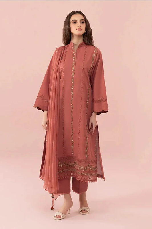 SAPPHIRE -3PC LAWN EMBROIDERED SHIRT WITH BAMBER CHIFFON EMBROIDERED DUPATTA-UR-2519