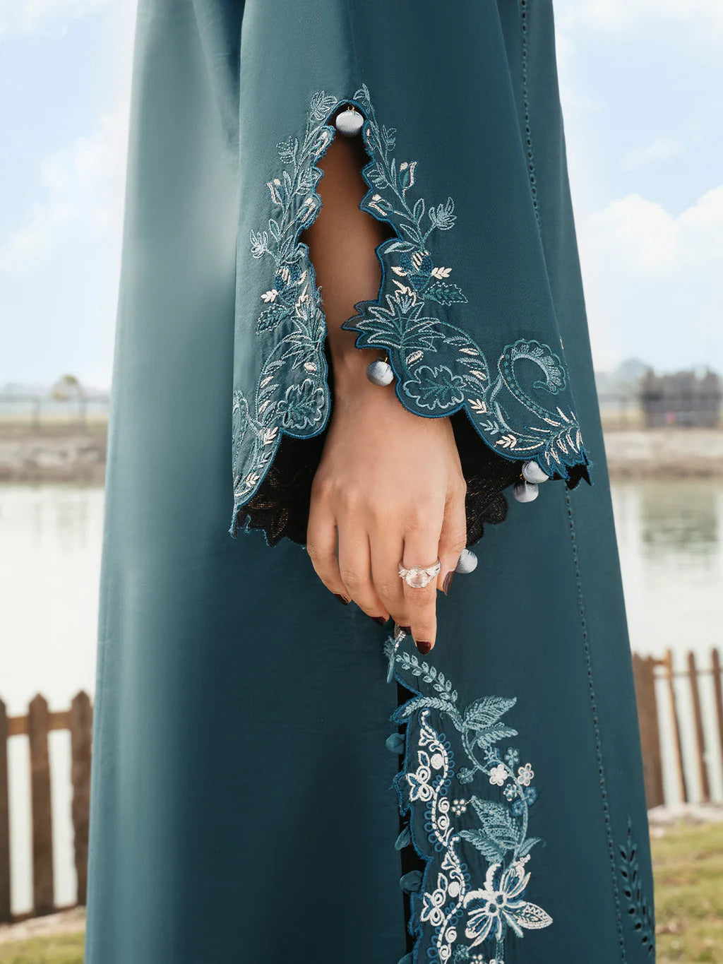 IZEL-3PC LAWN EMBROIDERED SHIRT WITH KHAADI NET EMBROIDERED DUPATTA AND TROUSER-UR-4212