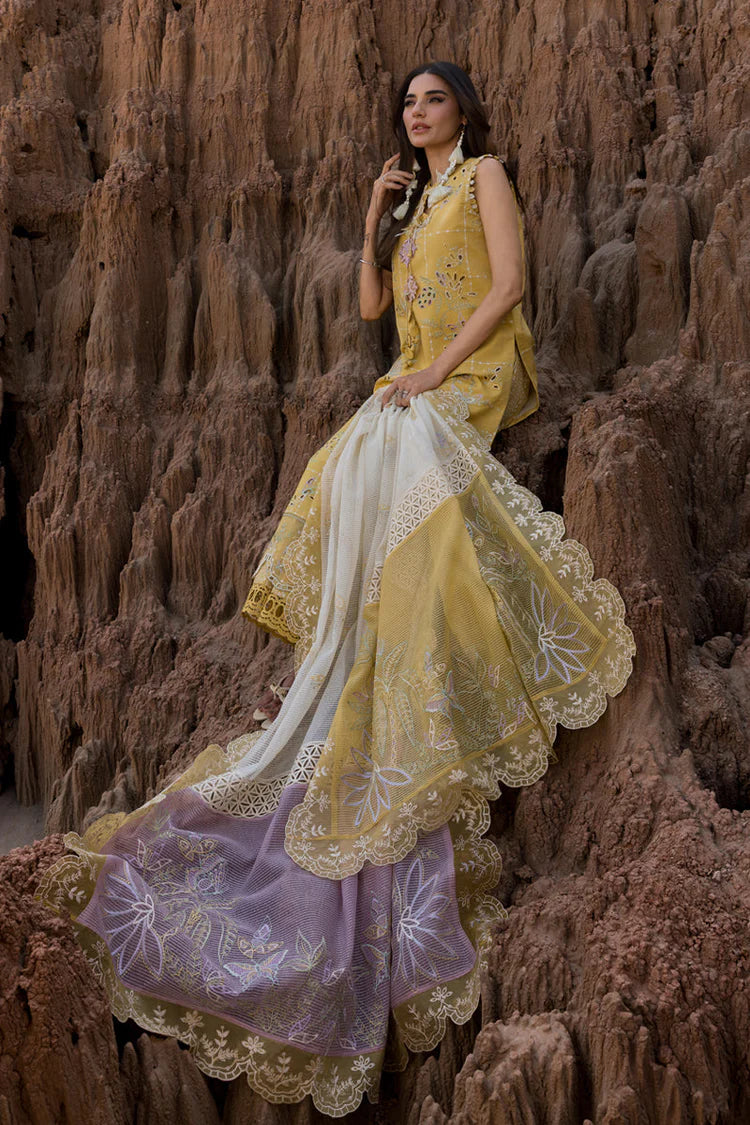RANG RASIYA-3PC LAWN EMBROIDERED SHIRT WITH KHAADI NET EMB READY TO WEAR DUPATTA & TROUSER
