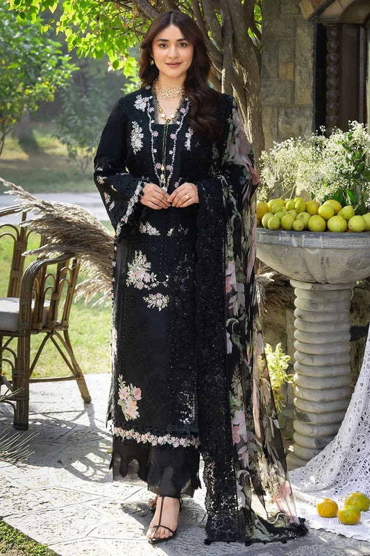 ELAF-3PC DHANAK CHIKAN EMBROIDERED SHIRT WITH WOOL PRINTED EMB SHAWL AND TROUSER-UR-4642