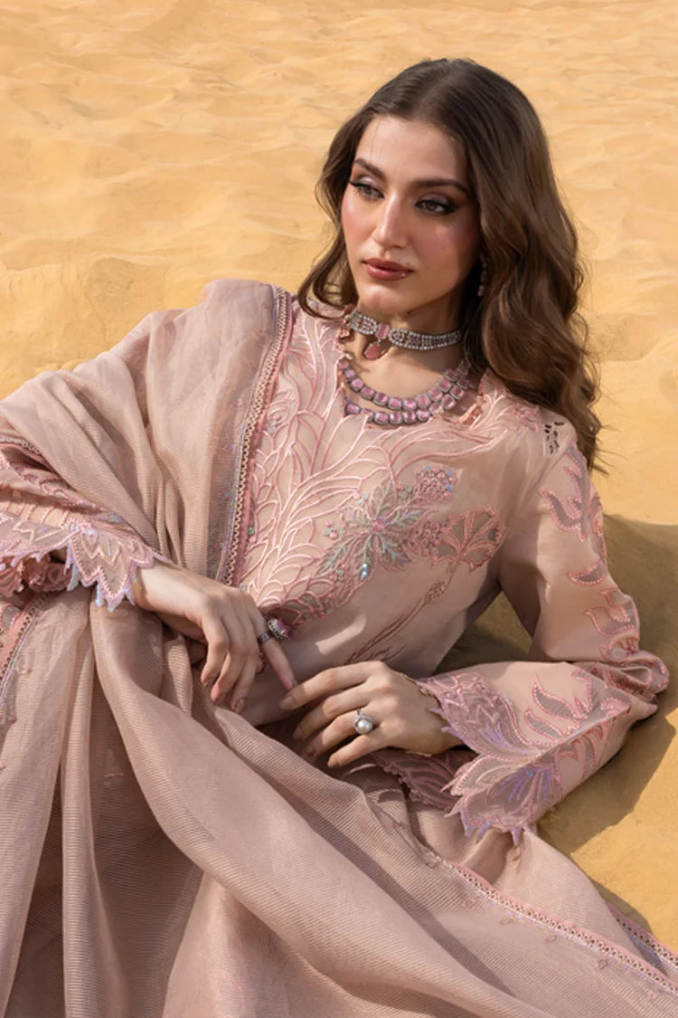 RANG RASIYA-3PC DHANAK LASERWORK & SEQUIN EMBROIDERED SHIRT WITH DHANAK SEQUINS EMBROIDERED SHAWL AND TROUSER-UR-4656