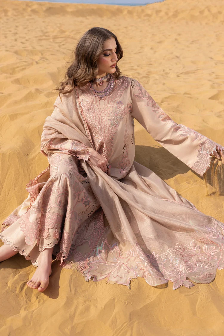 RANG RASIYA-3PC DHANAK LASERWORK & SEQUIN EMBROIDERED SHIRT WITH DHANAK SEQUINS EMBROIDERED SHAWL AND TROUSER-UR-4656