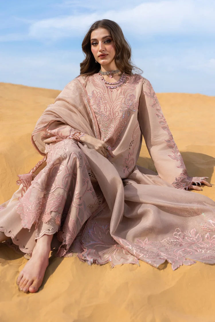 RANG RASIYA-3PC DHANAK LASERWORK & SEQUIN EMBROIDERED SHIRT WITH DHANAK SEQUINS EMBROIDERED SHAWL AND TROUSER-UR-4656