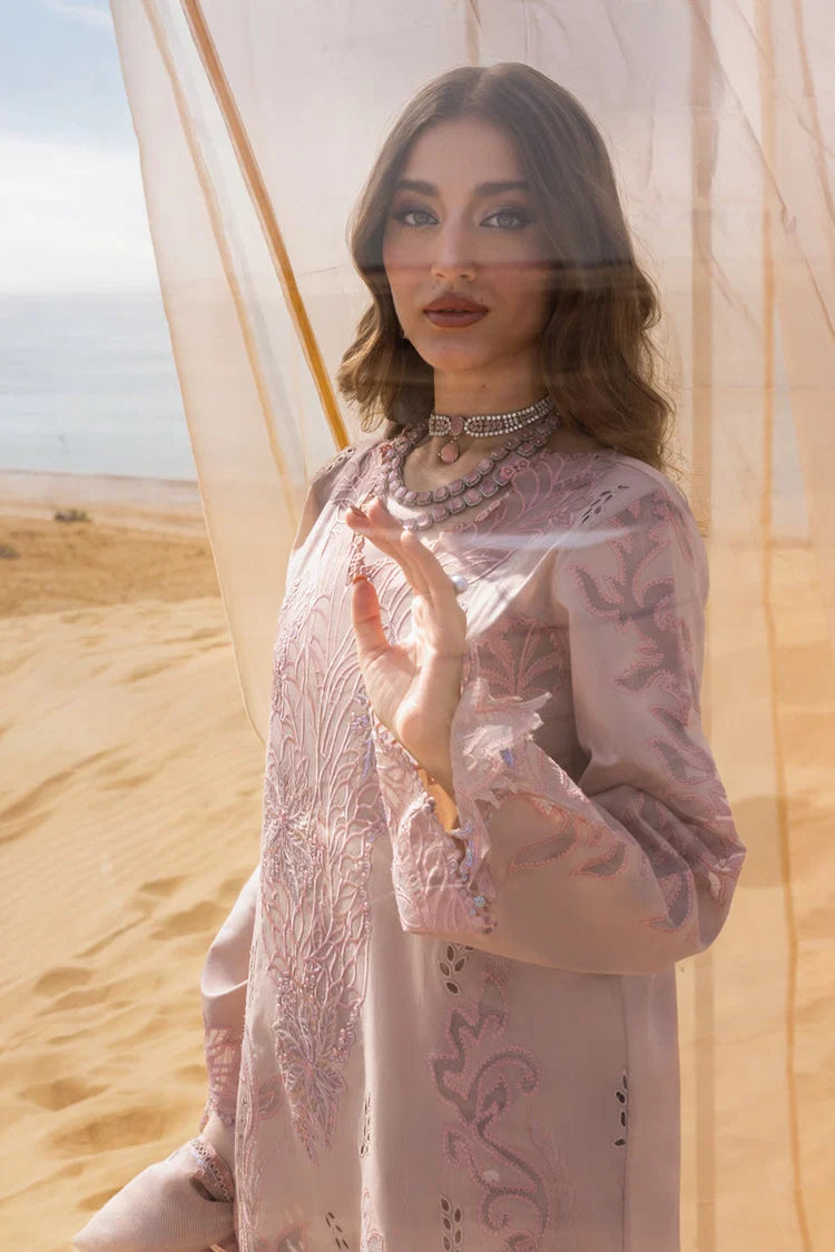 RANG RASIYA-3PC DHANAK LASERWORK & SEQUIN EMBROIDERED SHIRT WITH DHANAK SEQUINS EMBROIDERED SHAWL AND TROUSER-UR-4656