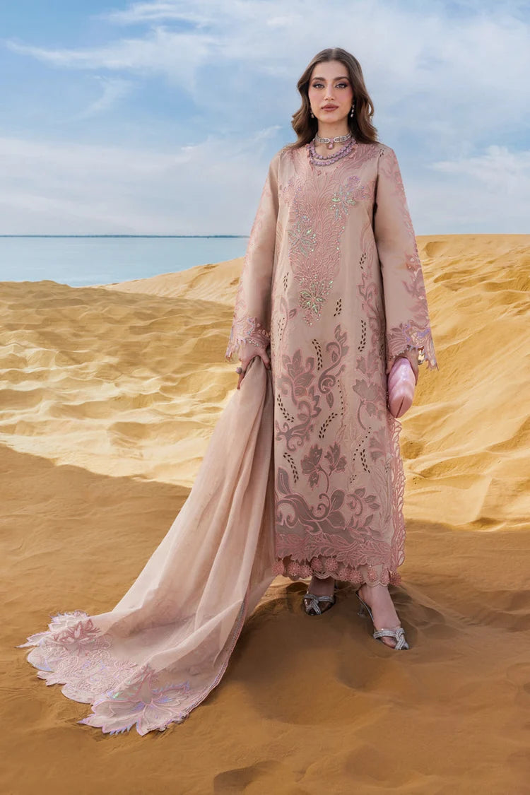 RANG RASIYA-3PC DHANAK LASERWORK & SEQUIN EMBROIDERED SHIRT WITH DHANAK SEQUINS EMBROIDERED SHAWL AND TROUSER-UR-4656