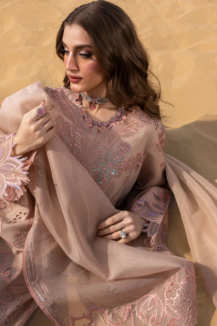 RANG RASIYA-3PC DHANAK LASERWORK & SEQUIN EMBROIDERED SHIRT WITH DHANAK SEQUINS EMBROIDERED SHAWL AND TROUSER-UR-4656