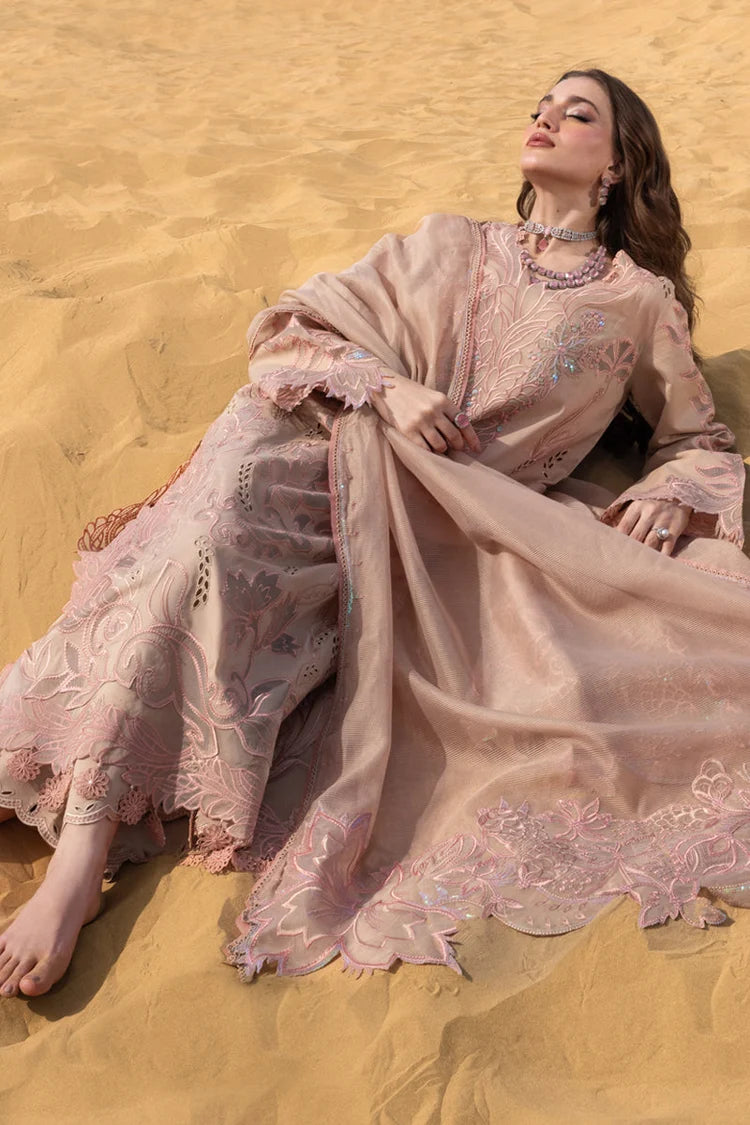 RANG RASIYA-3PC DHANAK LASERWORK & SEQUIN EMBROIDERED SHIRT WITH DHANAK SEQUINS EMBROIDERED SHAWL AND TROUSER-UR-4656