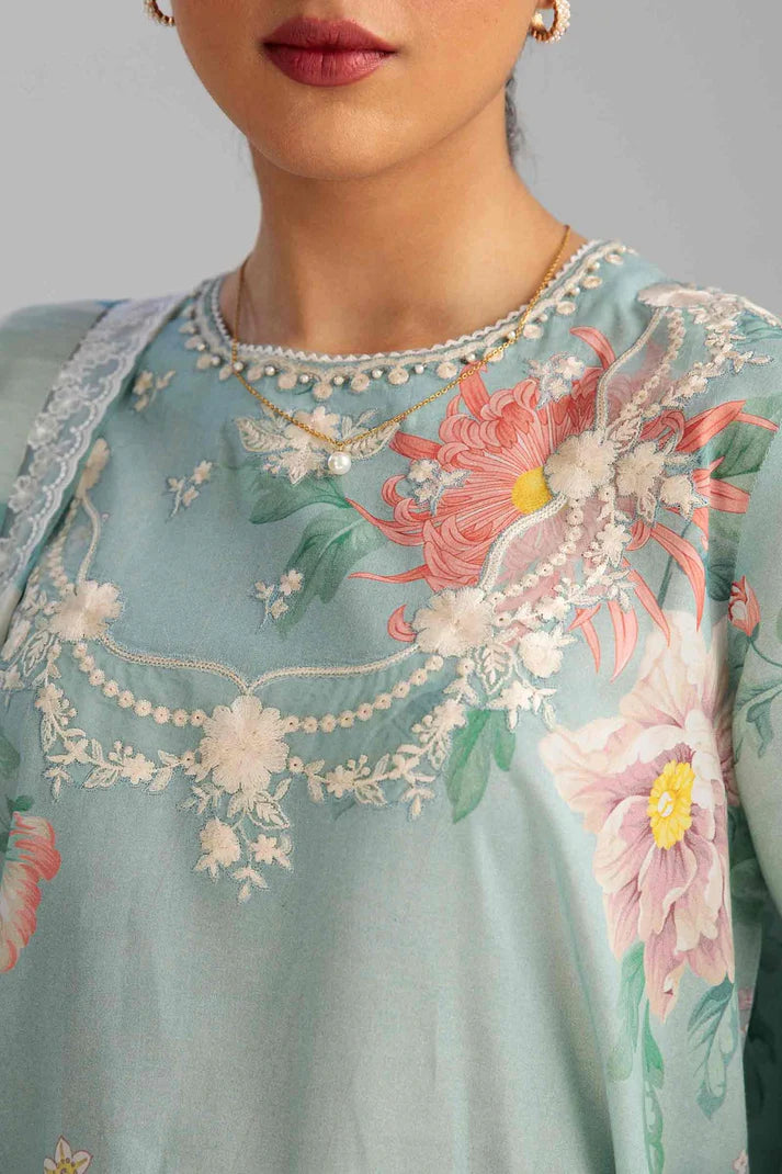 ZARA SHAHJAHAN-3PC LAWN PRINTED EMBROIDERED SHIRT CHIFFON PRINTED DUAPTTA AND TROUSER-UR-2830