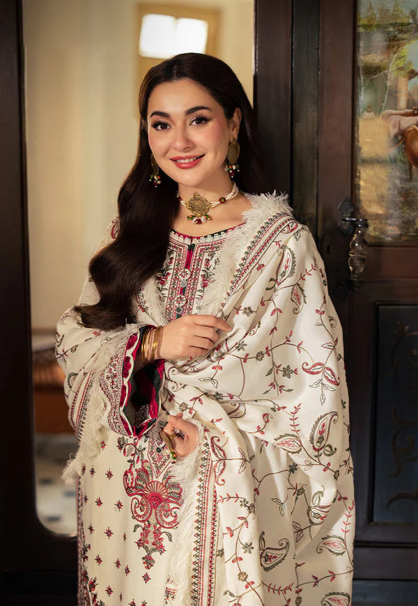 ASIM JOFA-3PC DHANAK SEQUENCE EMBROIDERED SHIRT WITH DHANAK EMBROIDERED SHAWL & DHANAK TOUSER-UR-4010