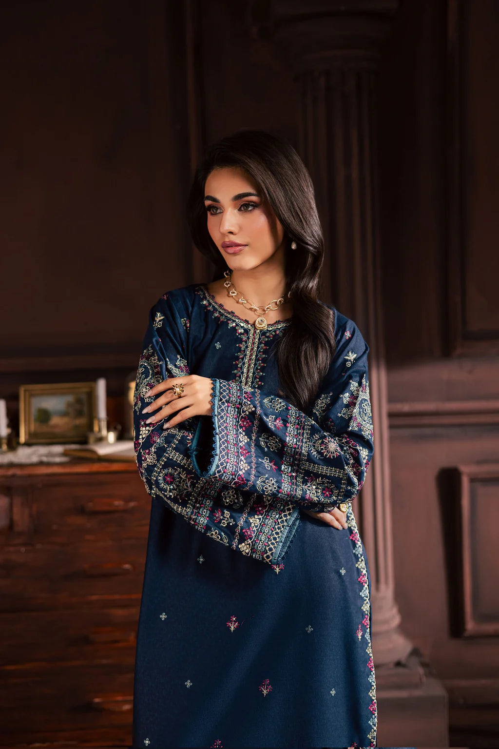 BATIK-2PIECE LAWN SEQUIN EMB SHIRT WITH LAWN EMB SLEEVES-UR-221