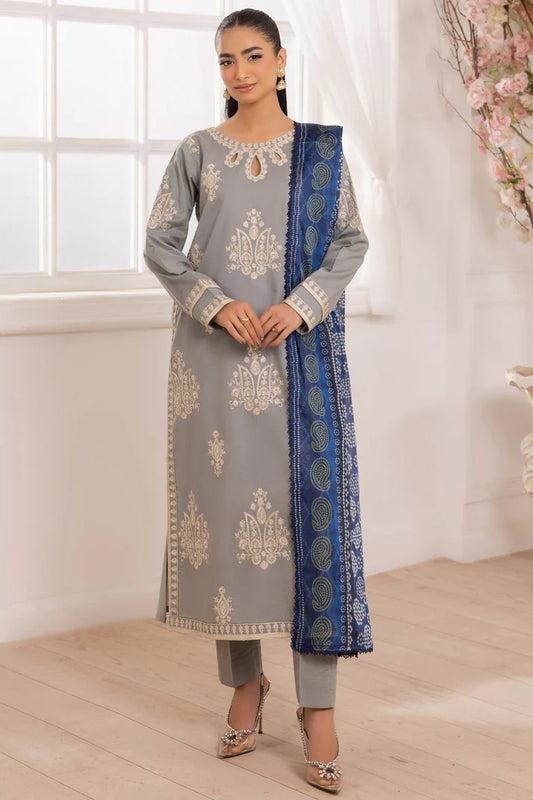 MOHAGNI-3PC LAWN EMBROIDERED SHIRT WITH MONARK PRINTED DUPATTA AND TROUSER-UR-2932