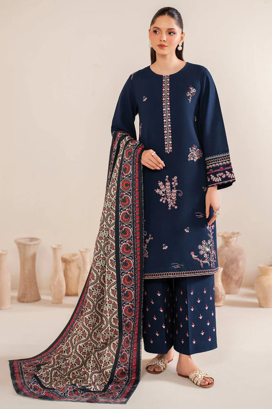 GARNET-3PC LAWN EMBROIDERED SHIRT WITH MONARK PRINT DUPATTA & LAWN TROUSER-UR-2578