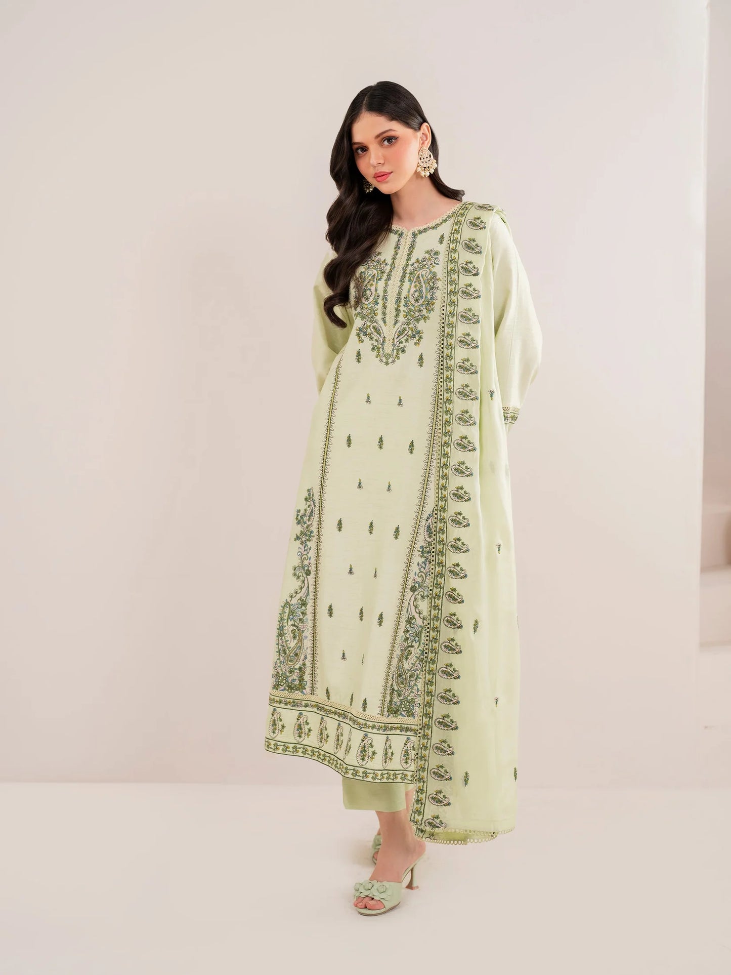 GARNET-3PC LAWN EMBROIDERED SHIRT WITH LAWN EMBROIDERED DUPATTA AND LAWN TROUSER-UR-3336