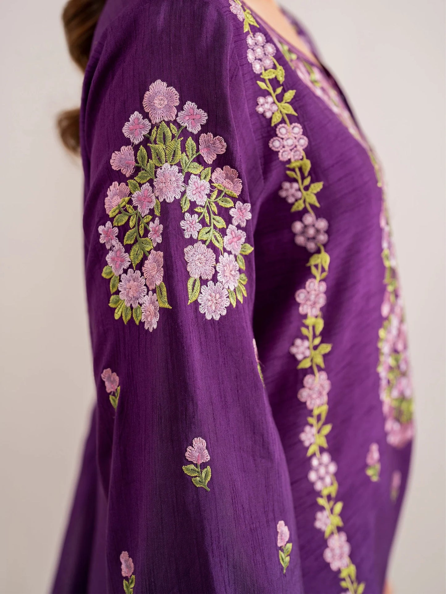 GARNET-3PC LAWN EMBROIDERED SHIRT WITH CHIFFON EMBROIDERED DUPATTA AND TROUSER-UR-2566
