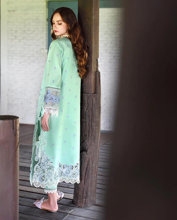 MUSHQ-3PC LAWN HEAVY EMBROIDERED SHIRT WITH SILK PRINTED DUPATTA AND TROUSER-UR-4512