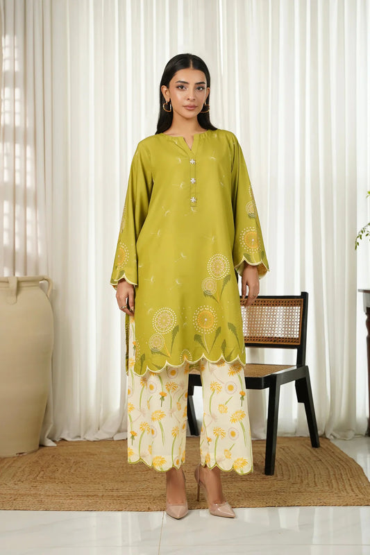 LAZULI-2PC SHAMOZE SILK PRINTED SHIRT & SHAMOZE SILK PRINTED TROUSER-UR-121