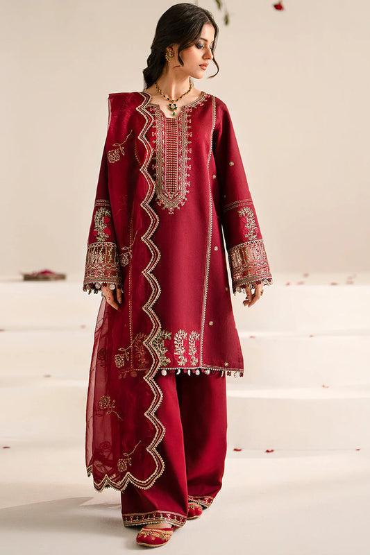 JAZMIN-3PC LAWN EMBROIDERED SHIRT WITH ORGANZA EMBROIDRED DUPATTA AND TROUSER-UR-2602