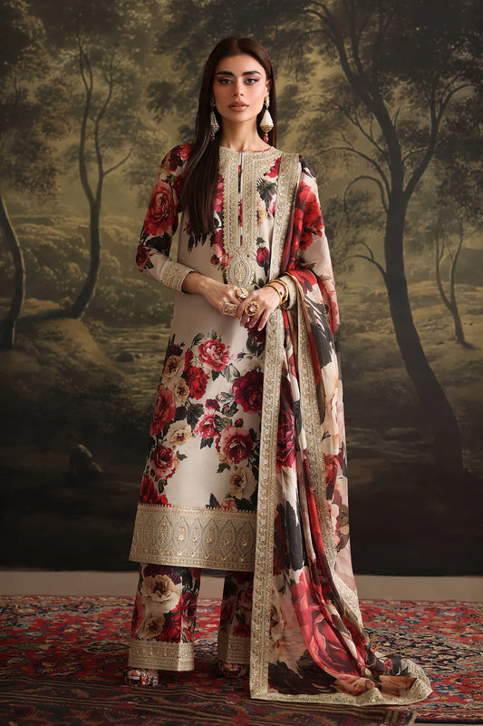 ZAINAB CHOTANI-3PC SHAMOZ SILK PRINT EMBROIDERED SHIRT WITH SOFT SILK PRINT EMBROIDERED DUPATTA & EMB SILK TROUSER-UR-1902
