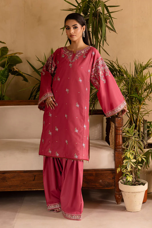 BATIK-2PC DHANAK EMBROIDERED SHIRT & EMBROIDERED TROUSER-UR-3821
